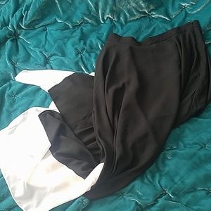 Black and white flowy/hi-low skirt